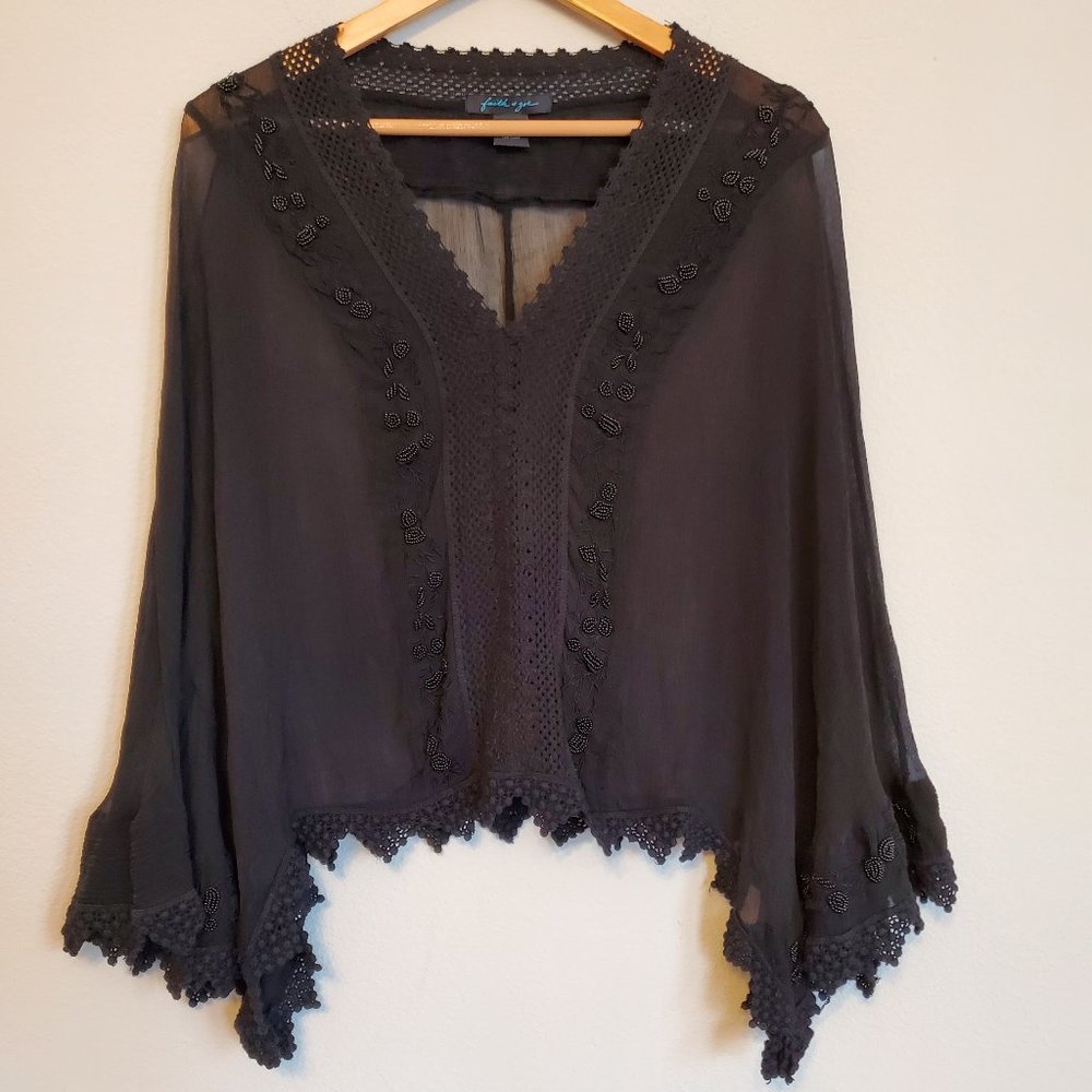 Faith of Zoe Black Shear Poncho Size XL